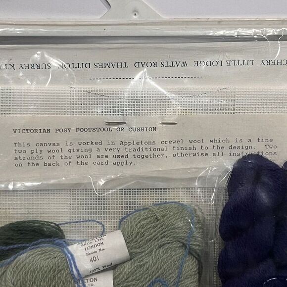 Stitchery Needlepoint Kit Victorian Posy Embroidery Footstool or Pillow Crewel - Picture 5 of 8